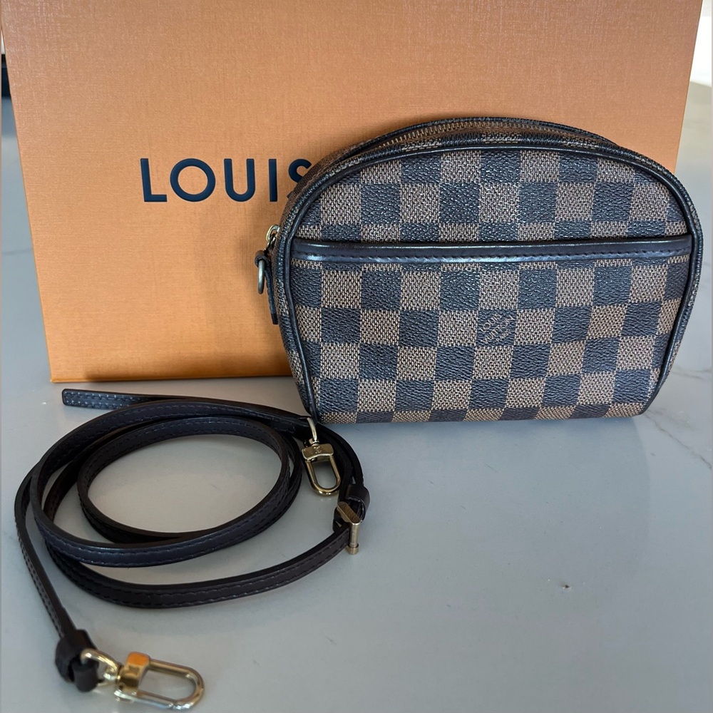SOLD SOLD SOLD Damier Ebene Ipanema Small Belt or Crossbody Bag Entrupy COA